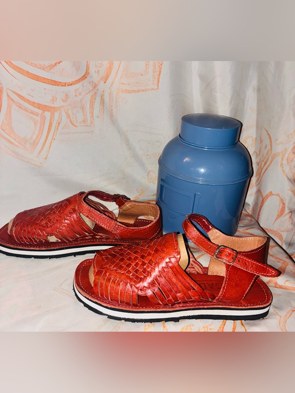 Gali-Women’s Huarache Woven Leather Open-Toe Sandals - Cognac - Picture 4 of 8